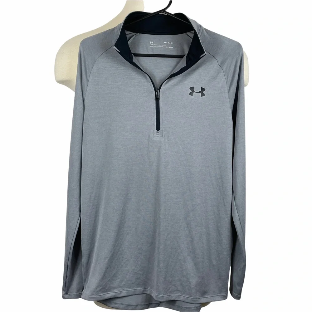 Men's ExcCond Under Armour 1/4 Zip Loose Fit Heat Gear‎ Grey Pullover Small